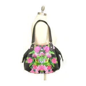 GIANNI BINI SILK FLORAL PRINT SATCHEL HANDBAG SHOULDER BAG FOR DILLARDS